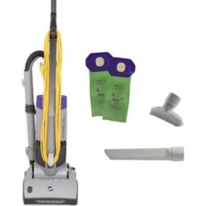 A vacuum cleaner with its attachments and accessories.